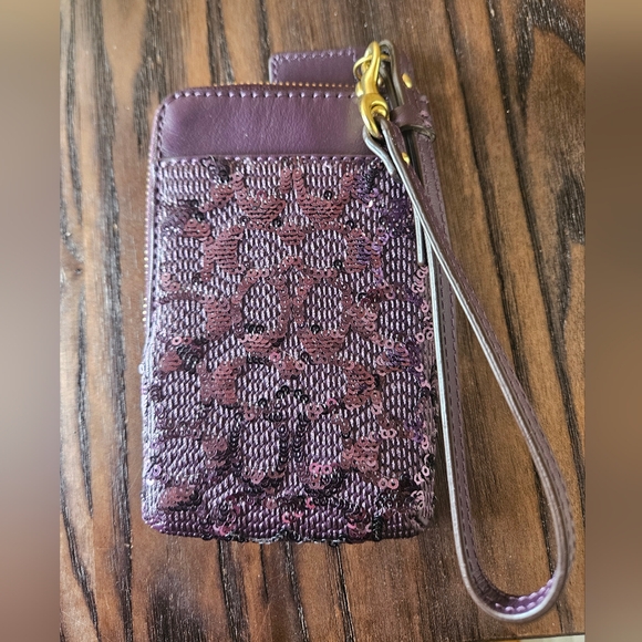 Coach Purple Sequin Wristlet - Picture 2 of 6